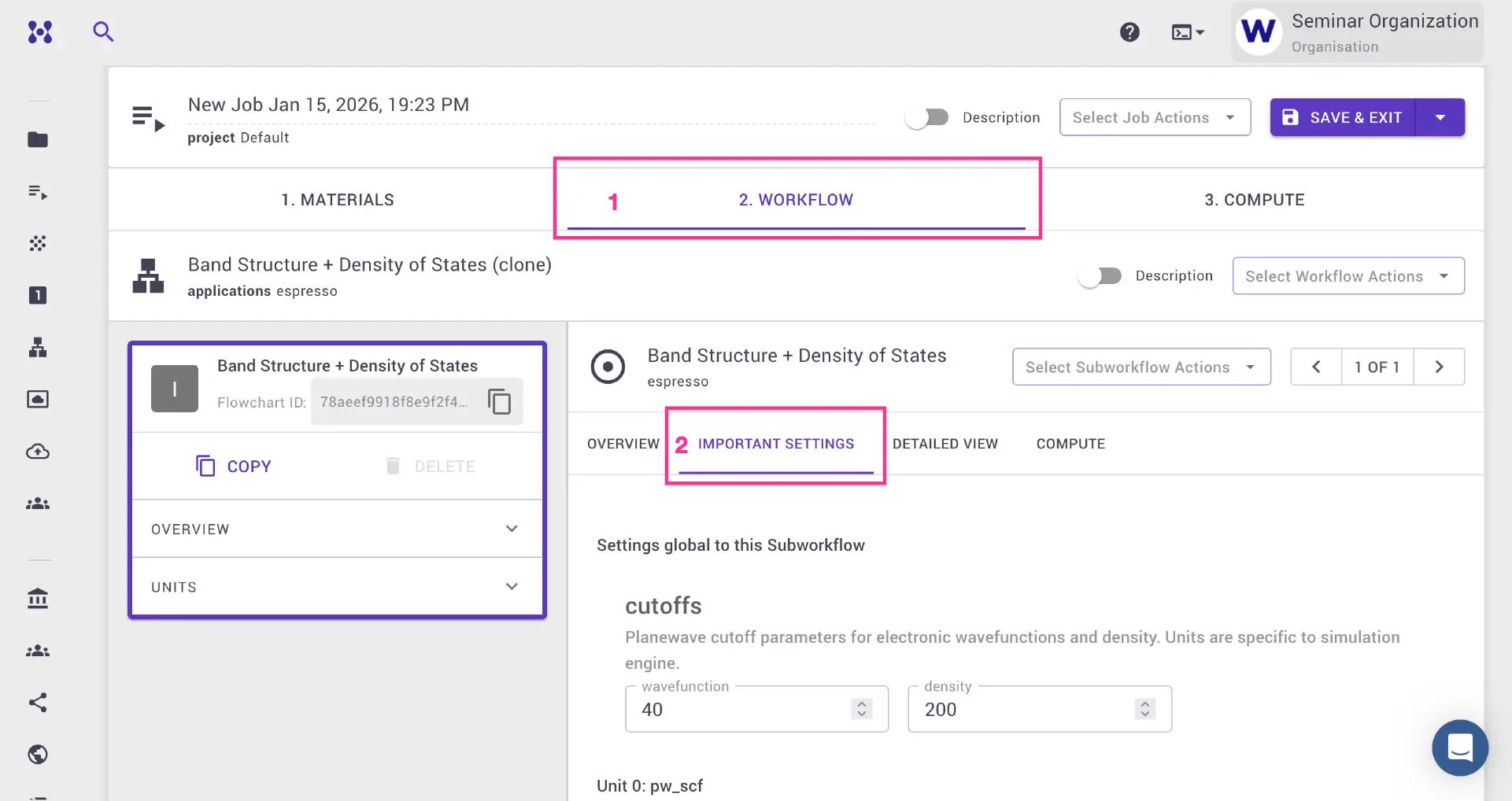 Workflow Tab